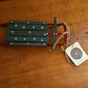 Boyds Bears Green and Red Sled Ornament